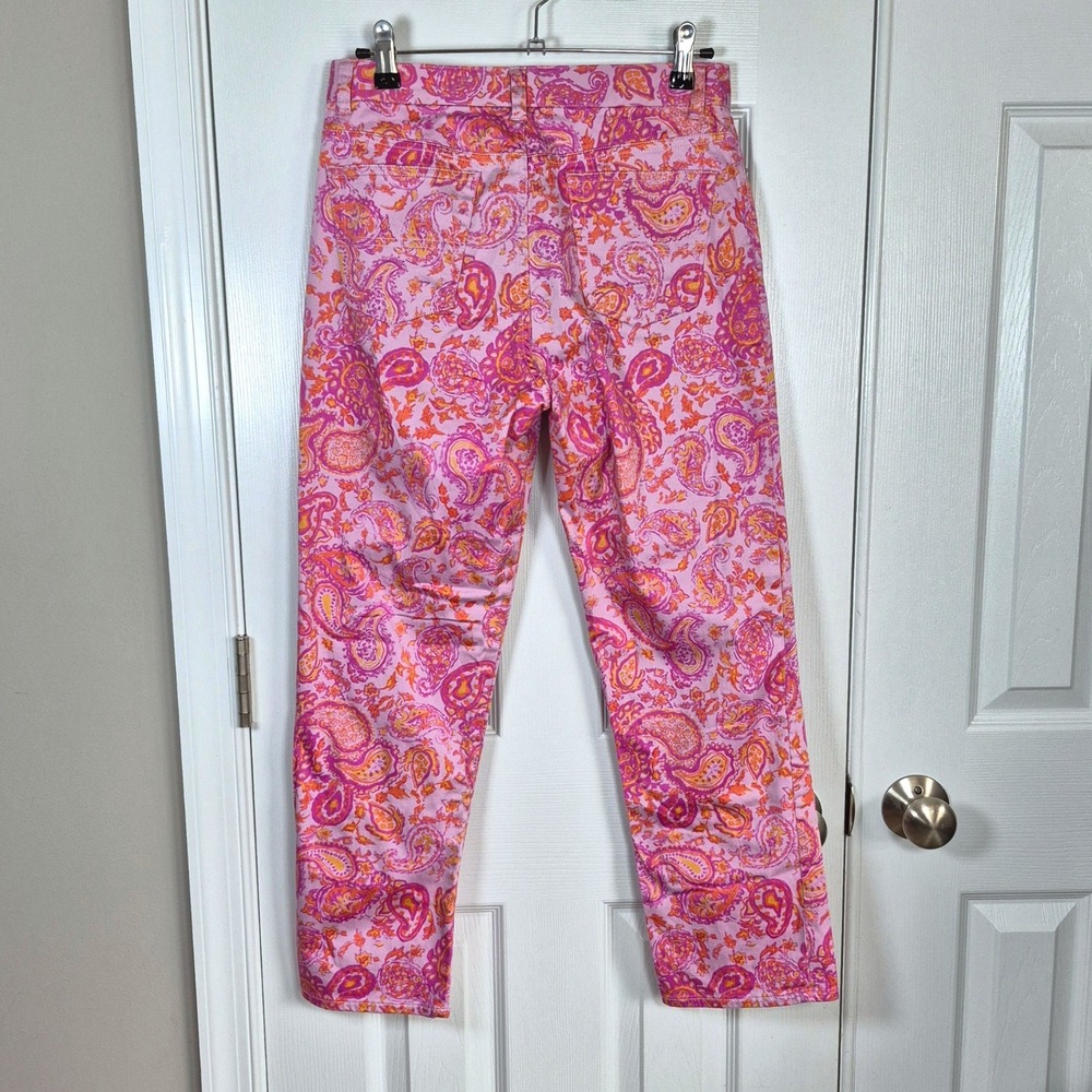 Vintage Y2K Lauren Ralph Lauren pink orange paisley floral straight leg pants 4 - Picture 9 of 11